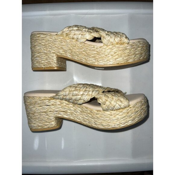 BEACH by Matisse Raffia Ocean Ave Platform Sandals  Platform Heel 9M Vacation - Picture 6 of 7